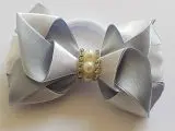 Hair Bow Clip – Silver Grey