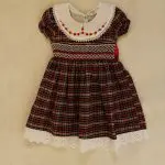 Maroon and White Smocked Dress