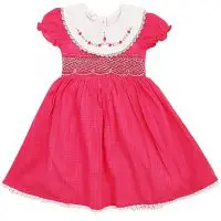 Dark Pink Girls Smocked Dress