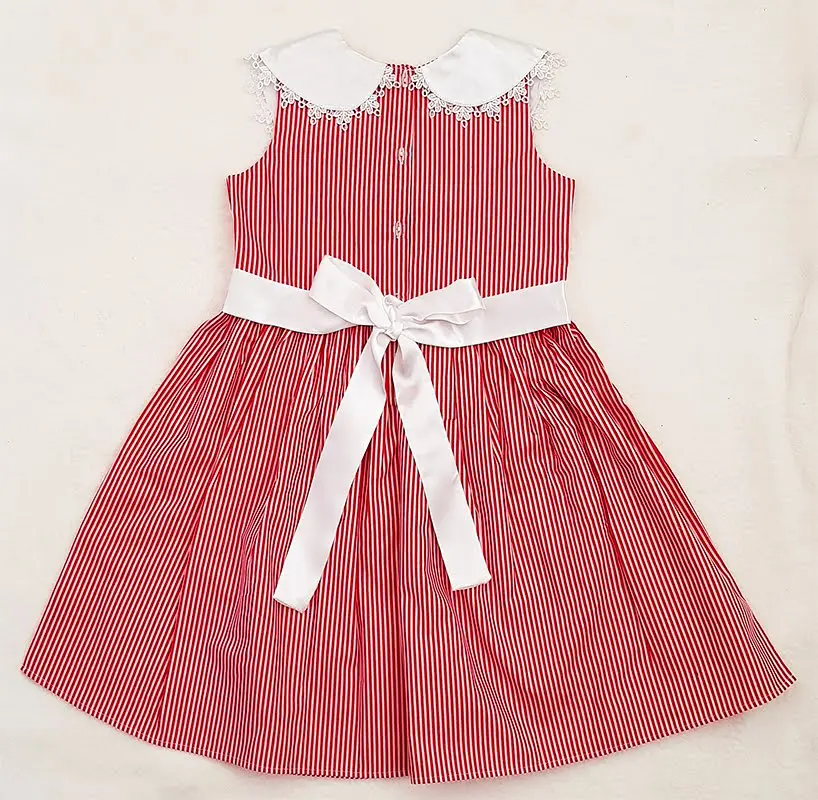 Red Stripe Sleeveless Party Frock - Back