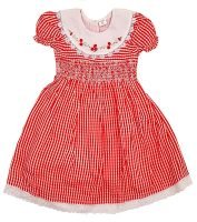 Red check Smocked Dress